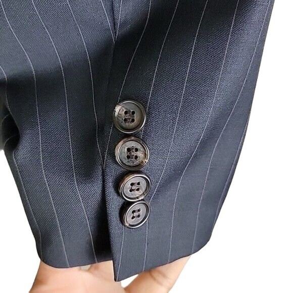 Lauren Ralph Lauren Pinstripe Wool Suit Jacket Blazer 48L Blue Navy Two Button - Picture 7 of 15